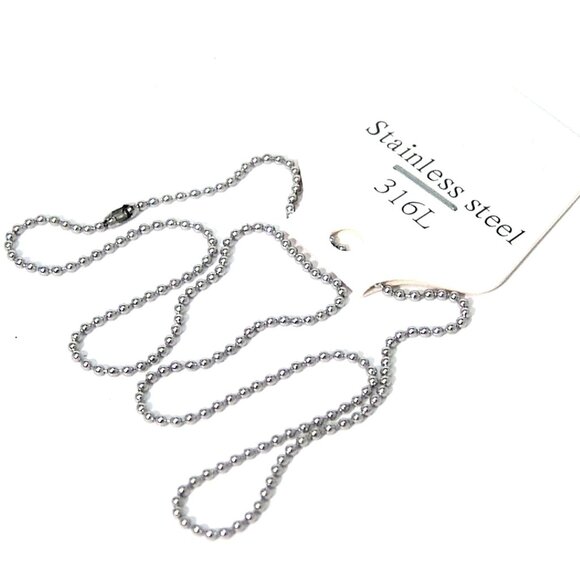 Ball Chain Necklace 316L Stainless Surgical Steel 16.75 inches Hypoallergenic - Picture 1 of 3